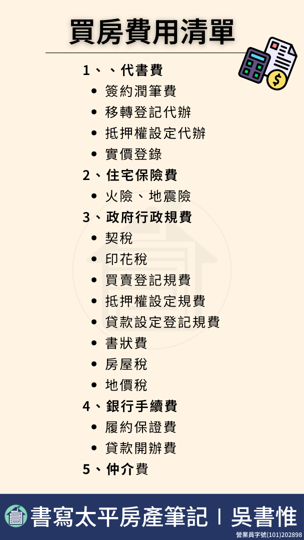 買房新手如何抓預算?3步驟算好「購屋力」+買房頭期款!【房產知識|台中太平買房賣房|太平區房仲】 4 2025買房頭期款買房費用買房稅費新手買房第一次買房首購族換屋族自備款頭期款
